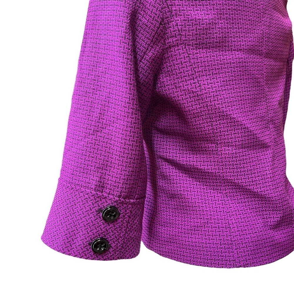 Mary Kay Purple Ruffle Blazer 6 Tweed Work Jacket Wool Blend - Picture 5 of 10